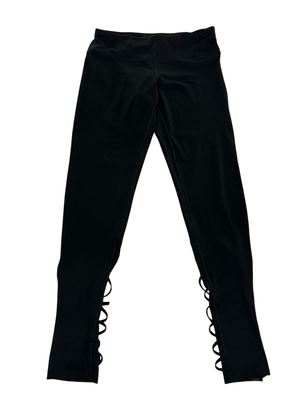 CHAMPION / Black Sheer Panel Lace Up Style Detail Leggings / Medium / Activewear